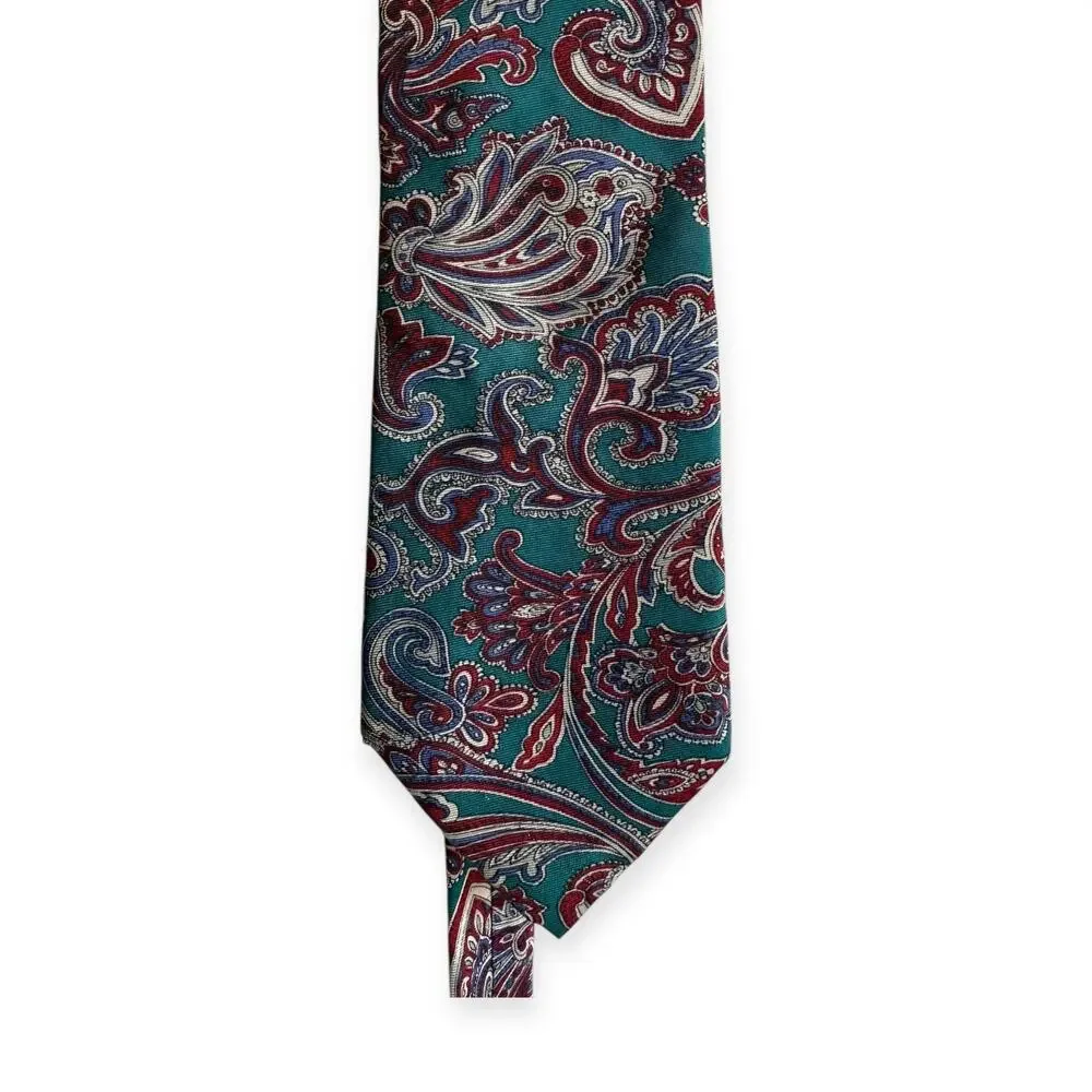 Bert Pulitzer Purple Turquoise Paisley Neck Tie 62” x 4” Wide Classic